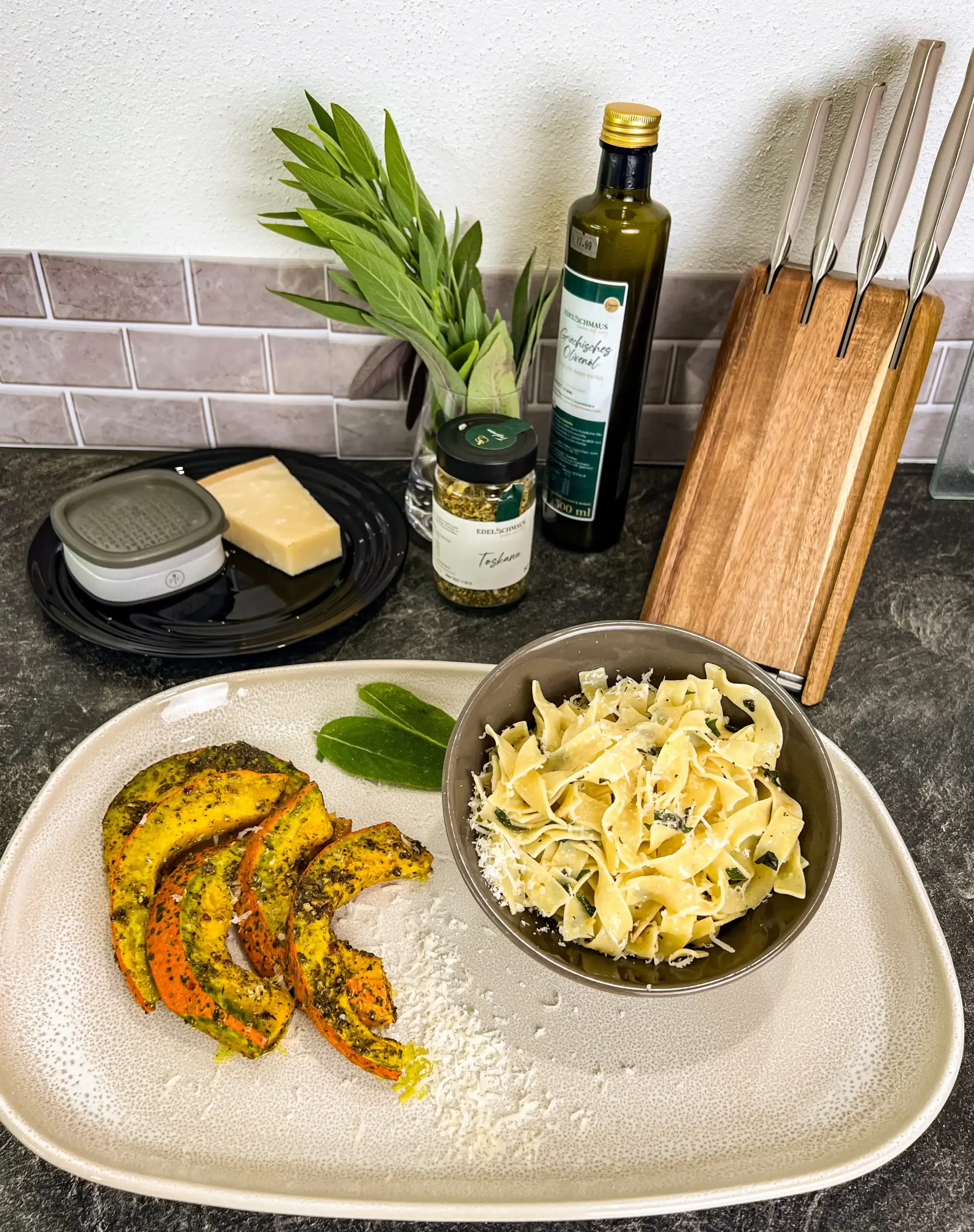 Kürbisspalten aus dem Ofen