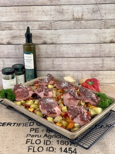 frisches Ofengemüse mit "Leberkäs- Batzen"