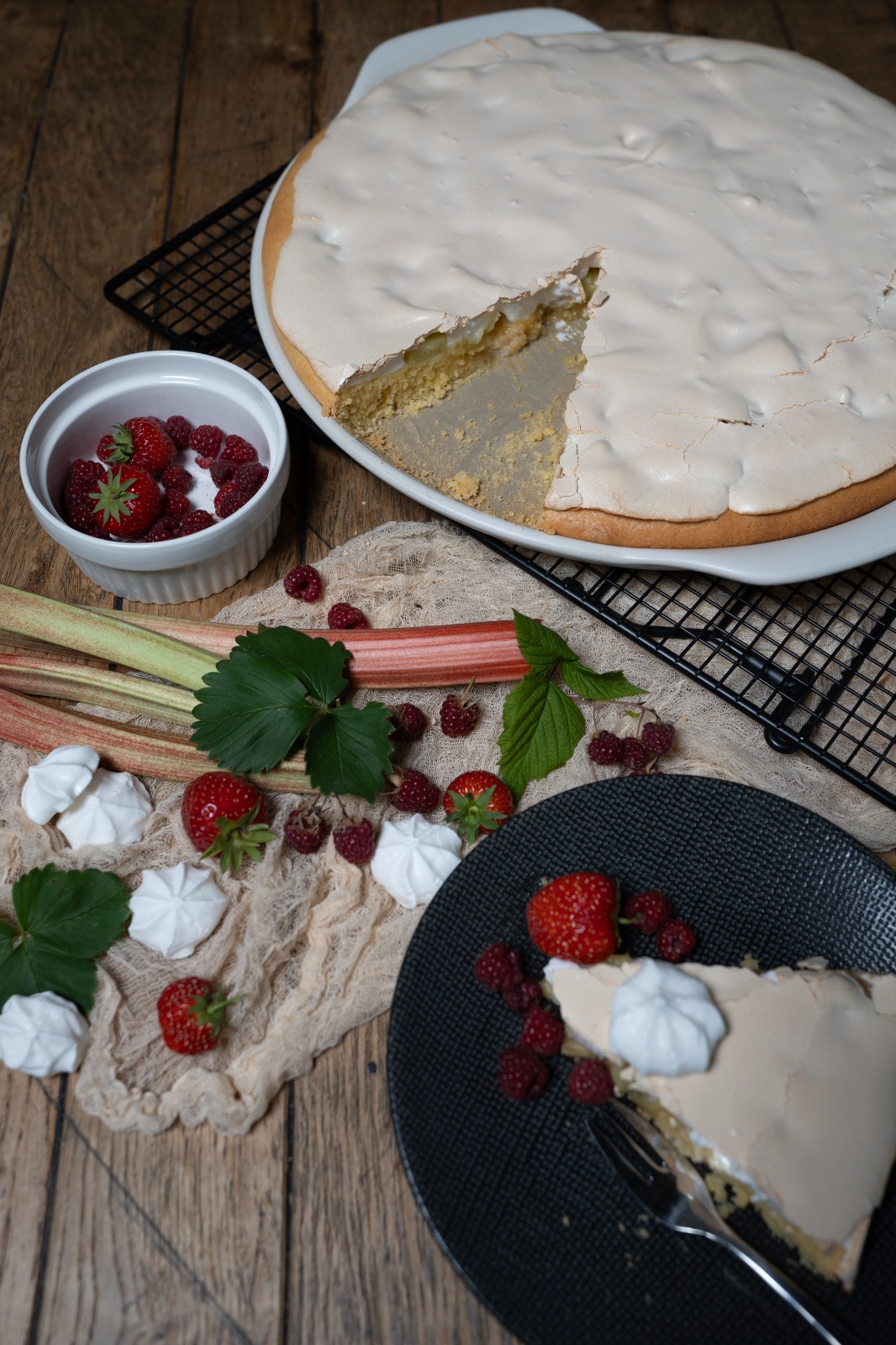 Rhabarberkuchen mit Baiser